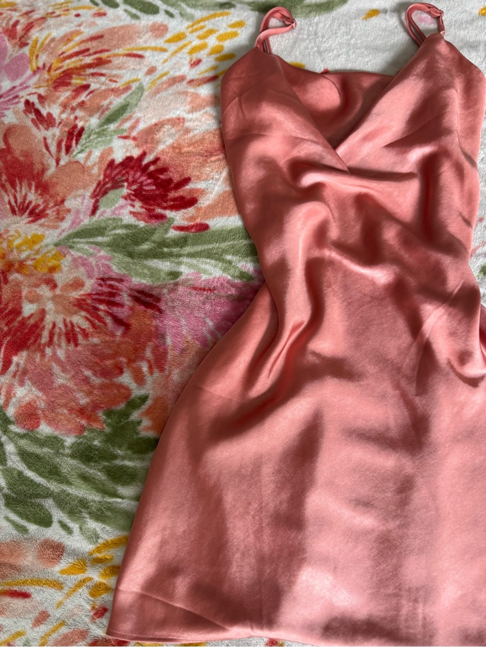 Silky Coral Slip Mini Dress